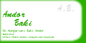 andor baki business card